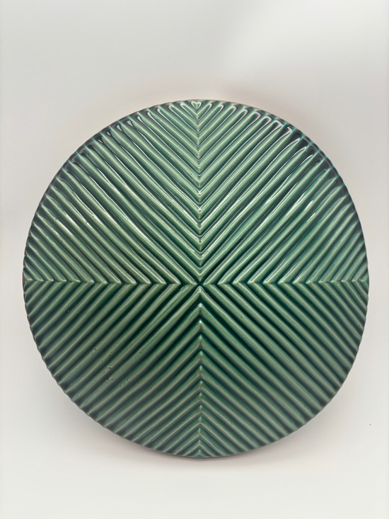 Other - Green Textured Ceramic Decorative Plate Wall Decor Boho Modern Rustic Farmhouse